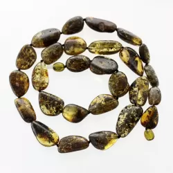 Large dark beads Baltic amber kntted necklace 58cm