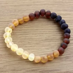 Raw Rainbow BAROQUE beads Baltic amber adult stretch bracelet 18cm