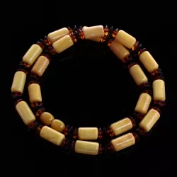 Egg yolk Cylinder beads Baltic amber UNISEX choker 46cm