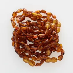 10 Cognac BEANS Baltic amber teething Baby bracelets 14cm