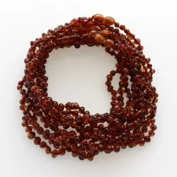 10 Pop Cognac BROQUE Baby teething Baltic amber necklaces 32cm