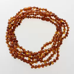 5 Cognac BAROQUE teething Baltic amber necklaces 32cm