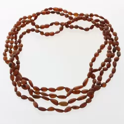 4 Raw Cognac BEANS Baltic amber adult necklaces 55cm