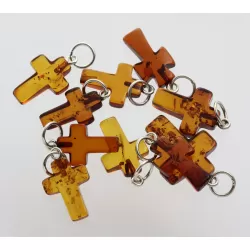 10 Small Baltic Amber Cross Silver Pendants