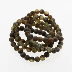 5 Raw Dark ROUND Baltic amber bracelets 19cm