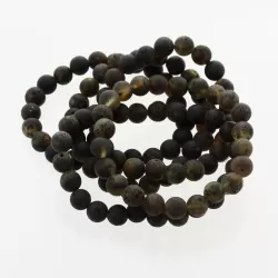 5 Raw Dark ROUND Baltic amber bracelets 19cm