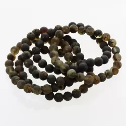 5 Raw Dark ROUND Baltic amber bracelets 19cm