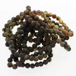 10 Raw Dark ROUND Baltic amber bracelets 19cm