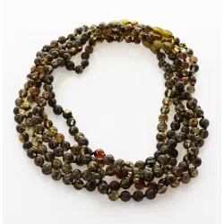 5 Dark ROUND beads Baltic amber adult necklaces 45cm