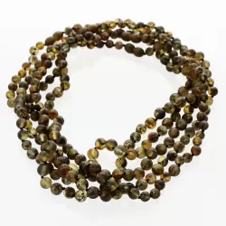 5 Raw Dark ROUND beads Baltic amber adult necklaces 45cm