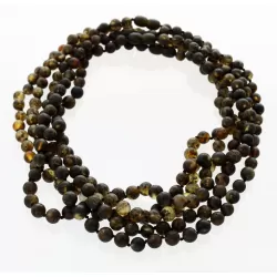 5 Raw Dark ROUND beads Baltic amber adult necklaces 45cm