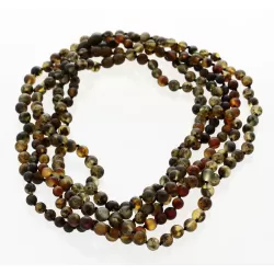 5 Raw Dark ROUND beads Baltic amber adult necklaces 45cm