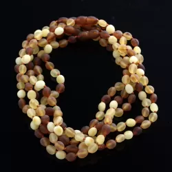 5 Raw Multi BEANS Baby teething Baltic amber necklaces 33cm