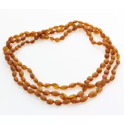 3 Raw Big Cognac BEANS Baltic amber adult necklaces 55cm