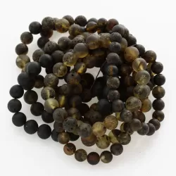 10 Raw Dark ROUND Baltic amber bracelets 19cm