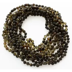 10 Raw Dark ROUND beads Baltic amber adult necklaces 46cm