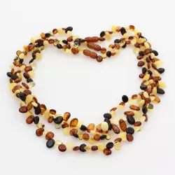 3 Multi Leaf Baltic amber Choker Leaves Necklace 46cm