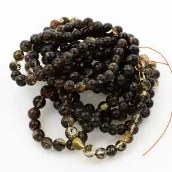 10 Dark ROUND Baltic amber bracelets 21cm