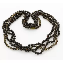 4 Dark ROUND beads Baltic amber adult necklaces 65cm