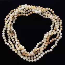 5 Raw Milk ROUND beads Baltic amber adult necklaces 46cm