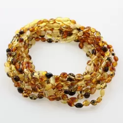 10 Mix BEANS Baby teething Baltic amber necklaces 33cm