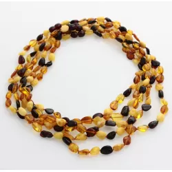 5 Multi BEANS Baltic amber adult necklaces 51cm