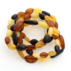 5 Raw Mix BEANS Baltic amber stretch bracelet 19cm