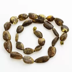 Large dark beads Baltic amber kntted necklace 63cm