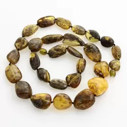 Large dark beads Baltic amber kntted necklace 63cm