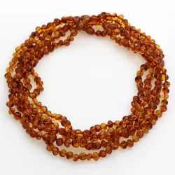 5 Cognac BAROQUE Baltic amber adult necklaces 46cm