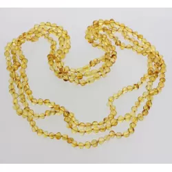 3 Lemon BAROQUE Baltic amber adult necklaces 68cm