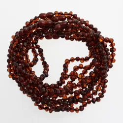 10 Cognac BAROQUE Baltic amber teething necklaces 32cm