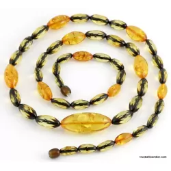 Genuine Baltic amber bead combination long necklace 32in