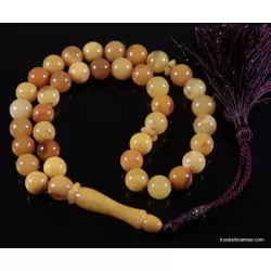 ANTIQUE Islamic 37 Baltic amber prayer ROUND beads