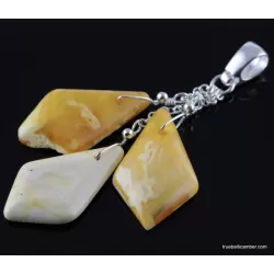 Carved Baltic amber pieces pendant