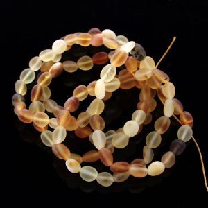 5 Raw Mix BEANS Baltic amber stretch bracelet 19cm