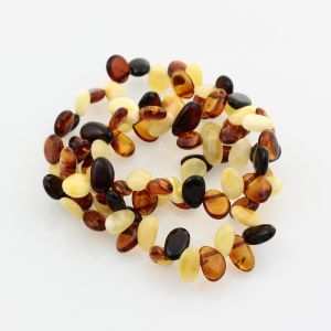 3 Multi Leaf Baltic amber Choker Leaves stretch Bracelets 18cm