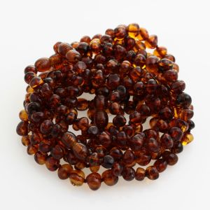 9 Cognac BAROQUE Baltic amber adult bracelets 21cm