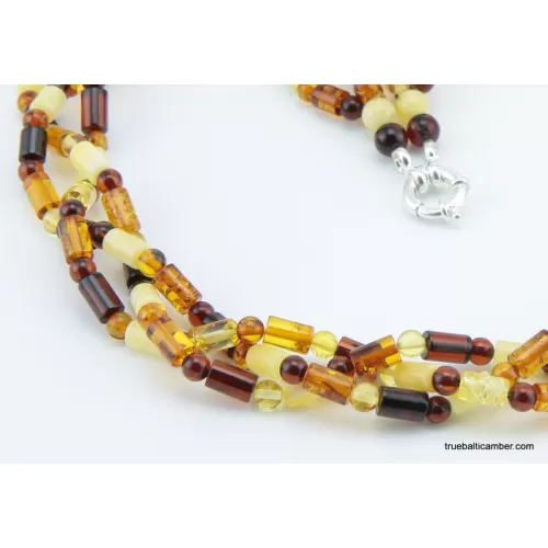 Woven multi-strand Baltic amber necklace 21in