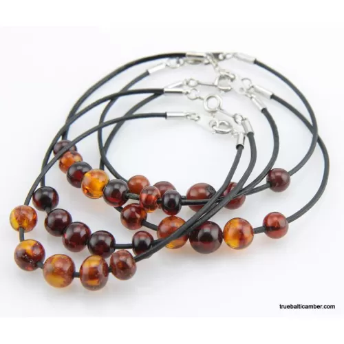 5 Baltic amber beaded string bracelets