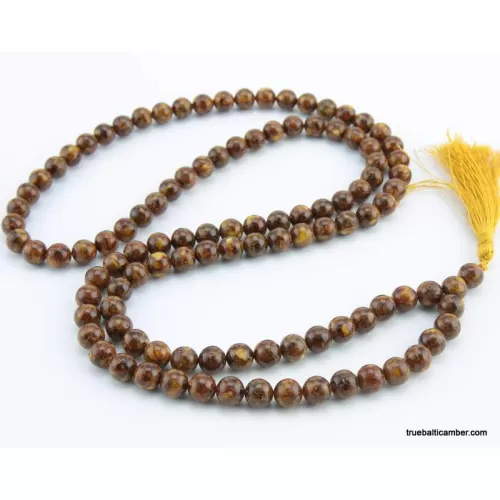 Tibetan Buddhist Mala Prayer 108 PRESSED Baltic amber beads