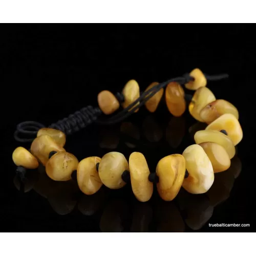 Vintage Egg Yolk beads Baltic amber bracelet 8in