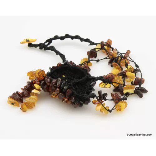 Handmade Artisan Genuine BALTIC AMBER Knotted Necklace 19in