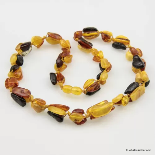 Triple BEANS Baltic amber arisan necklace 20in