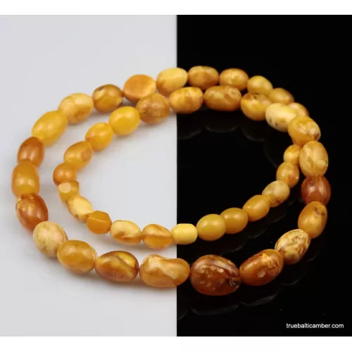 Vintage Egg Yolk beads Baltic amber unisex necklace