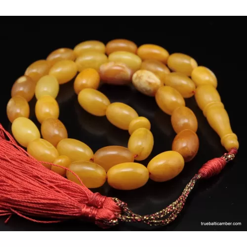 Vintage Egg Yolk Islamic 33 Baltic amber prayer OLIVE beads