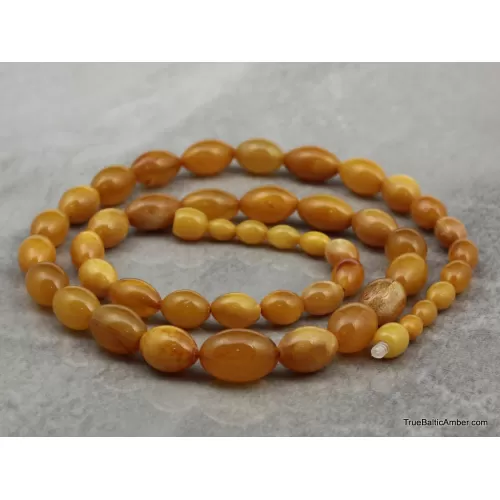 ANTIQUE Vintage Egg Yolk BARREL Baltic amber necklace 22in