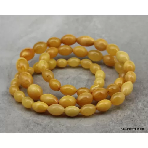 ANTIQUE Vintage Egg Yolk BARREL Baltic amber necklace 21in