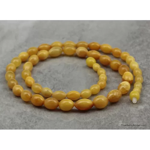 ANTIQUE Vintage Egg Yolk BARREL Baltic amber necklace 21in