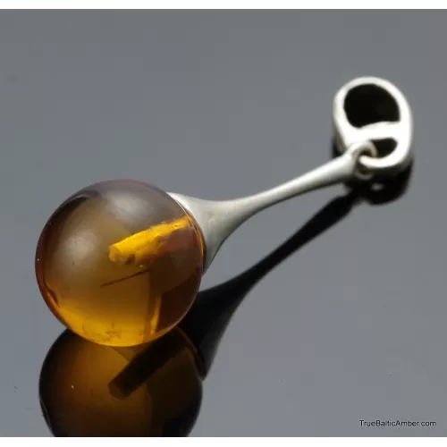 Cognac Round Ball Baltic amber pendant